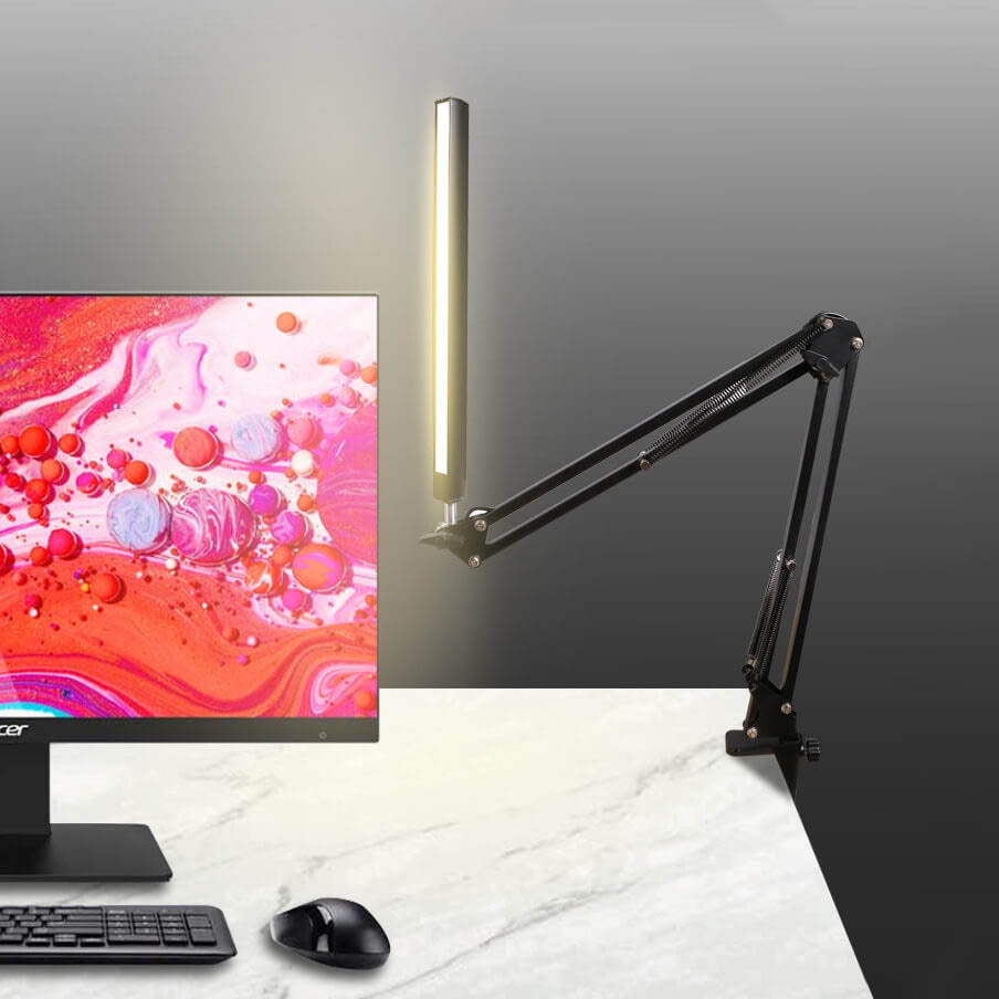 BowLift LED Foldable Long-Arm Clip-On Lamp for Eye Protection – USB Reading Table Light