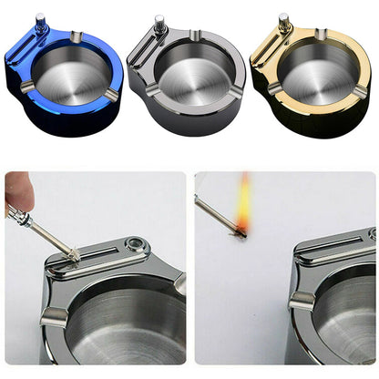 LZINA™ | Retro Metal Ashtray, Cigarette Lighter