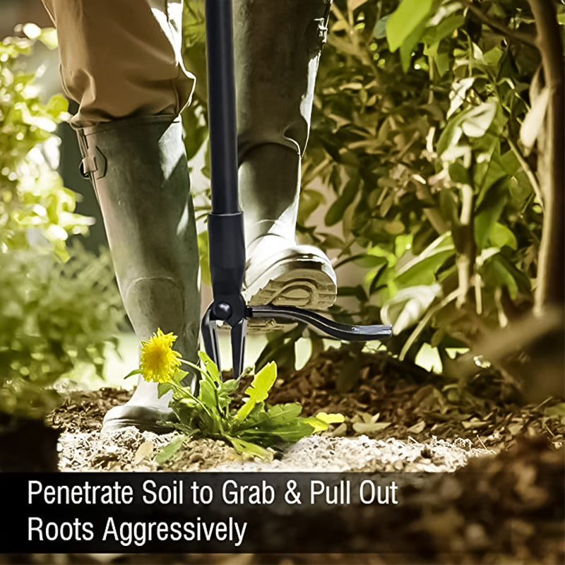 BowLift Stainless Steel Weeder with Adjustable Long Handle and Removable Head