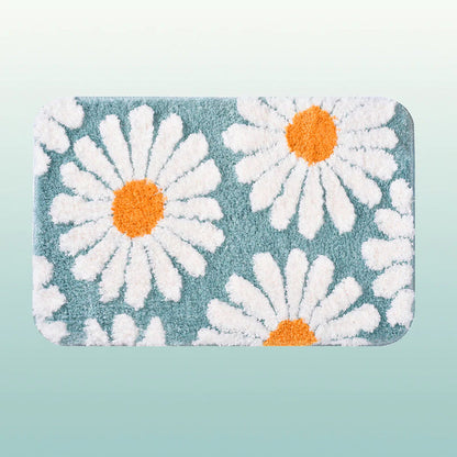 BowLift | Feblilac Sweet Daisy Bath Mat, Purple Flower Carpet Bathroom