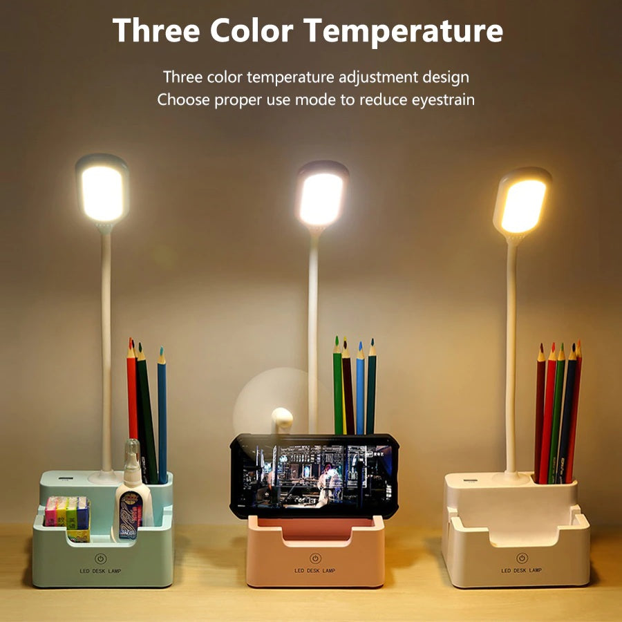 BowLift Desk Lamp with Built-In Phone Holder