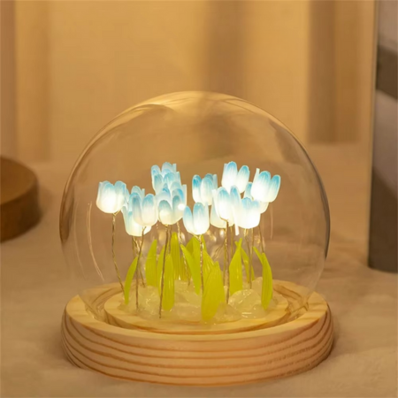 LZINA™ | Handmade Artificial Tulip LED Night Light Bedside Table Lamp for Bedroom and Gift Decor