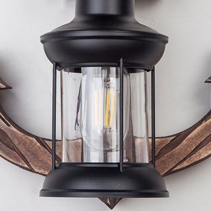 BowLift Vintage Anchor LED Wall Light | Industrial Metal & Wood Fixture for Dining & Living Rooms