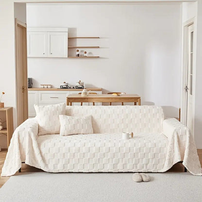 BowLift | Checkered Plush Velvet Sofa Cover