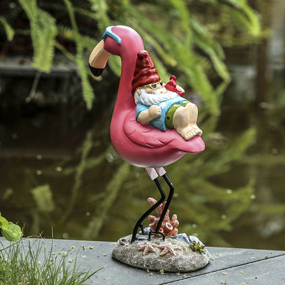 LZINA™ | Flamingo relaxing garden gnome statue
