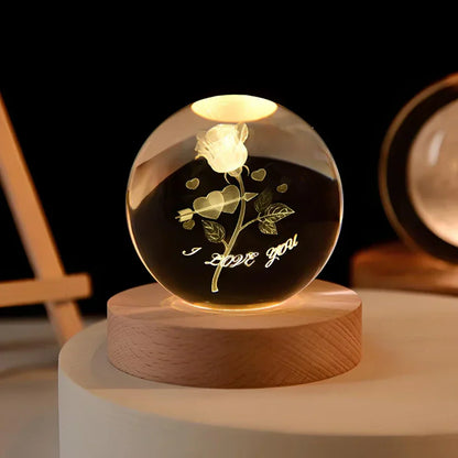 LZINA™ | LED Night Light with 3D Crystal Sphere