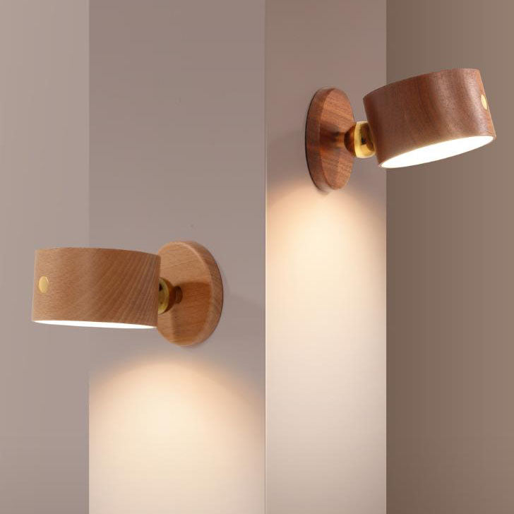 BowLift Wooden USB-Rechargeable Touch LED Night Light with Magnetic Wall Sconce