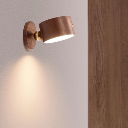 BowLift Wooden USB-Rechargeable Touch LED Night Light with Magnetic Wall Sconce