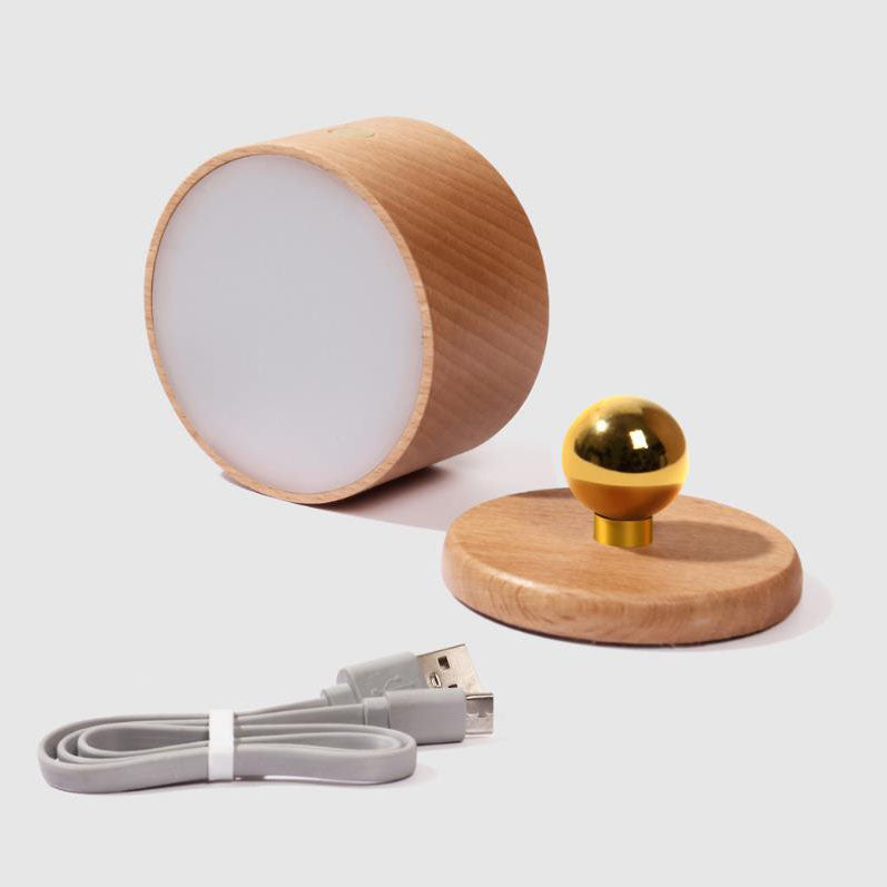 BowLift Wooden USB-Rechargeable Touch LED Night Light with Magnetic Wall Sconce