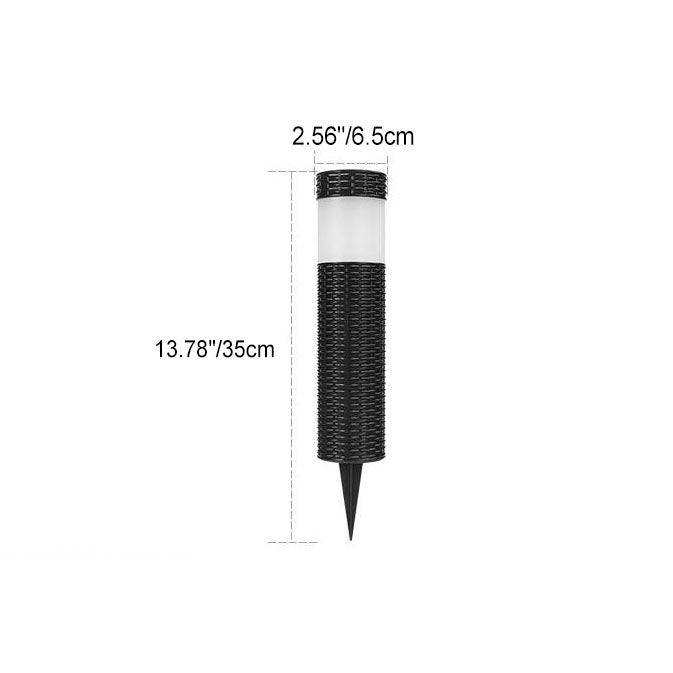 LZINA™ | Outdoor Solar Rattan Cylindrical LED Garden Lawn In-ground Landscape Light