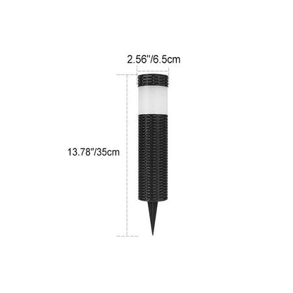 LZINA™ | Outdoor Solar Rattan Cylindrical LED Garden Lawn In-ground Landscape Light