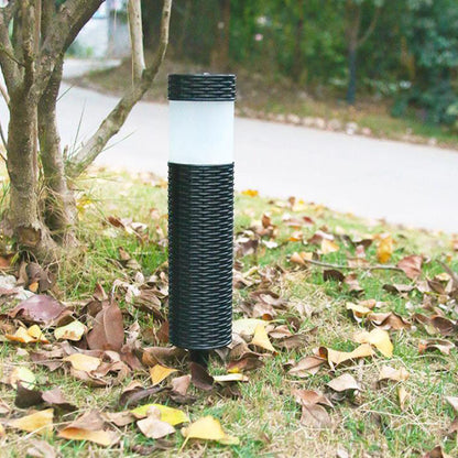 LZINA™ | Outdoor Solar Rattan Cylindrical LED Garden Lawn In-ground Landscape Light