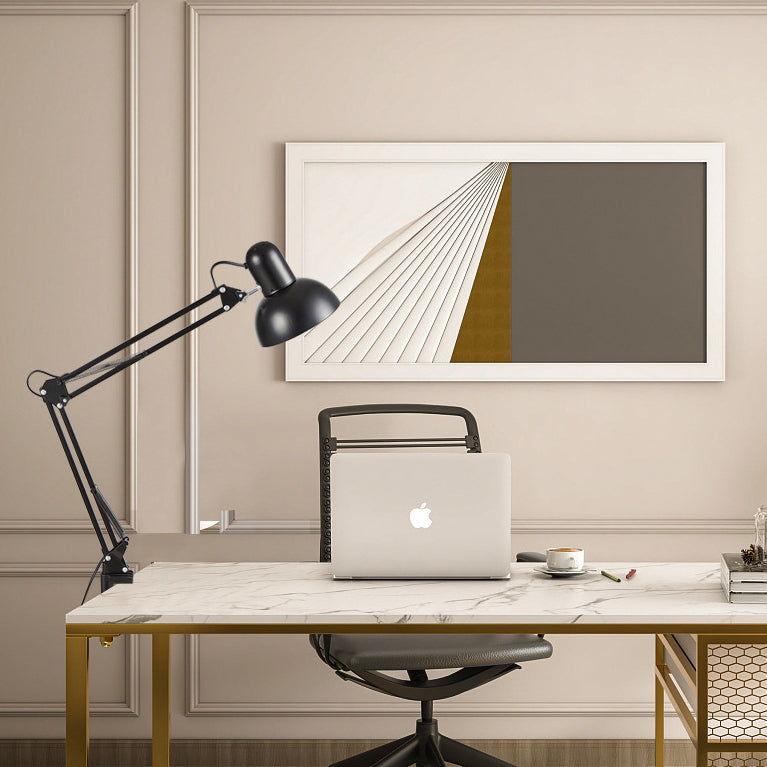 BowLift | Modern Minimalist Retractable Table Lamp with Long Arm and Clip, ABS Plastic, 1-Light Bedside Lamp for the Bedroom