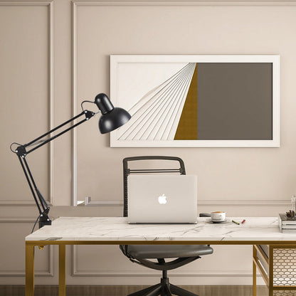 BowLift | Modern Minimalist Retractable Table Lamp with Long Arm and Clip, ABS Plastic, 1-Light Bedside Lamp for the Bedroom