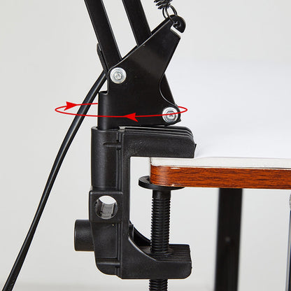 BowLift | Modern Minimalist Retractable Table Lamp with Long Arm and Clip, ABS Plastic, 1-Light Bedside Lamp for the Bedroom