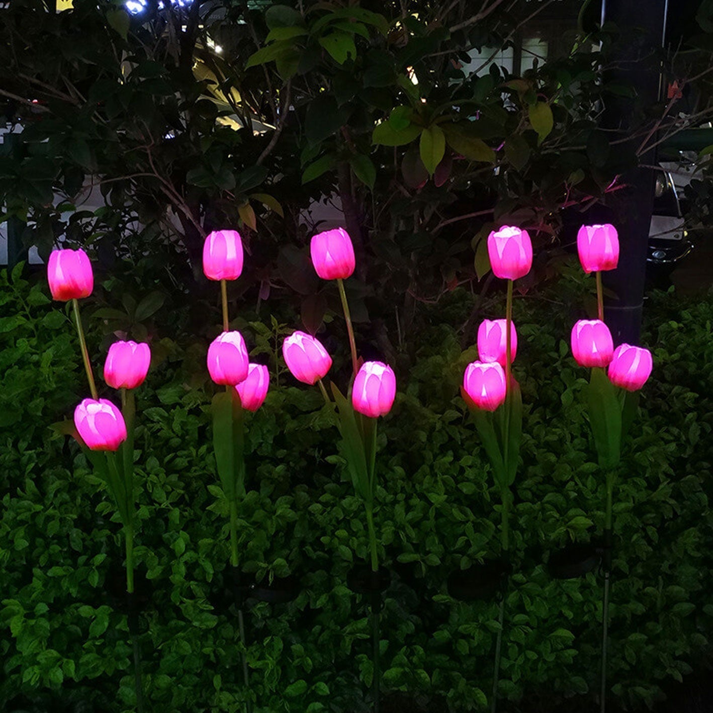 LZINA™ | Solar Tulip Lawn Light Outdoor Garden LED Tulip Flower Light Ground Stake Landscape Light