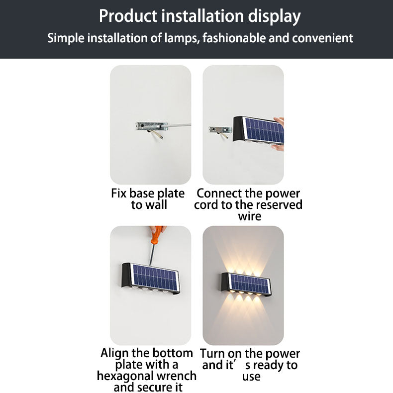 LZINA™ | Modern Simplicity Solar Waterproof Rectangular ABS PMMA LED Wall Light Lamp For Outdoor Patio