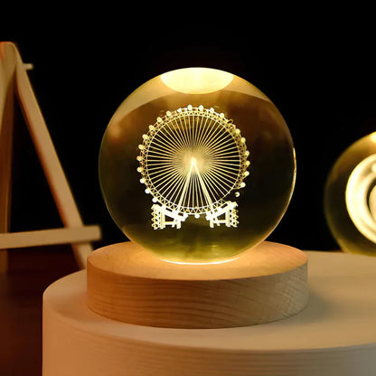 LZINA™ | LED Night Light with 3D Crystal Sphere