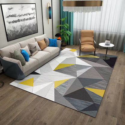 Simple Living Room Mirror Multi-Colored Geometric Print Indoor Rug Synthetic Non-Slip Backing Stain-Resistant Rug | Bowlift