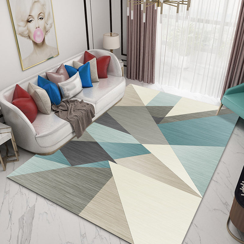 Simple Living Room Mirror Multi-Colored Geometric Print Indoor Rug Synthetic Non-Slip Backing Stain-Resistant Rug | Bowlift