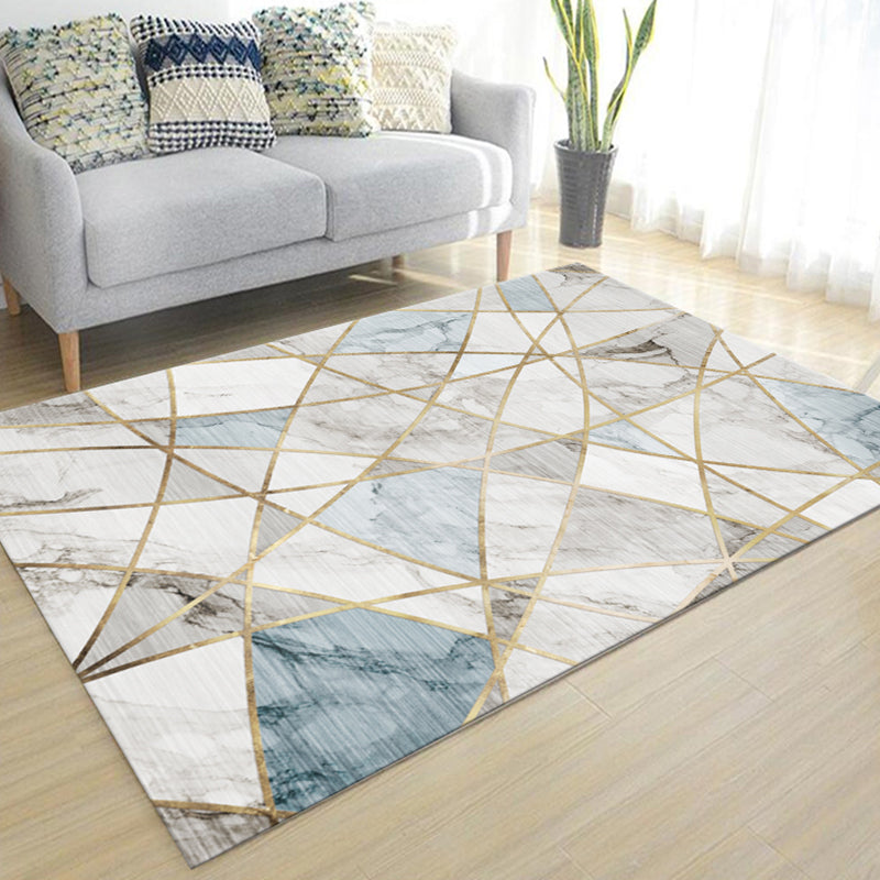 Simple Living Room Mirror Multi-Colored Geometric Print Indoor Rug Synthetic Non-Slip Backing Stain-Resistant Rug | Bowlift