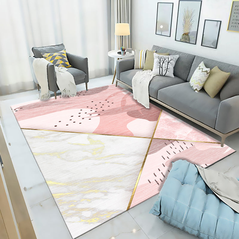 Simple Living Room Mirror Multi-Colored Geometric Print Indoor Rug Synthetic Non-Slip Backing Stain-Resistant Rug | Bowlift