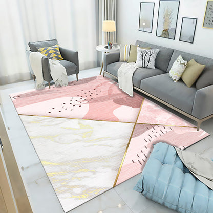 Simple Living Room Mirror Multi-Colored Geometric Print Indoor Rug Synthetic Non-Slip Backing Stain-Resistant Rug | Bowlift