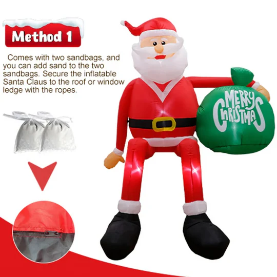 BowLift | Giant 8FT LED Inflatable Climbing Santa | Premium, Waterproof Outdoor Christmas Decor