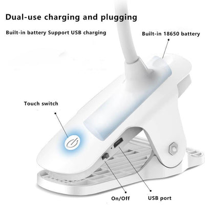 BowLift Clip-On LED Desk Lamp - Rechargeable, Eye-Care Lighting for Desk and Nighttime Use