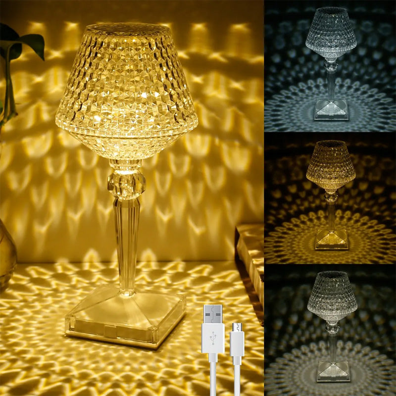 BowLift Crystal Table Lamp – Elegant Glass Lighting for Any Room