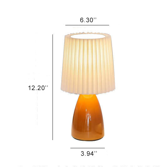 BowLift Scandinavian Retro Table Lamp with Elegant Pleated Shade and Glass Base