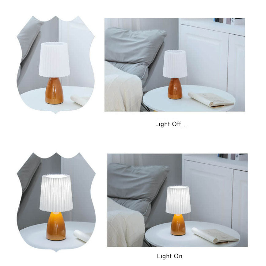 BowLift Scandinavian Retro Table Lamp with Elegant Pleated Shade and Glass Base