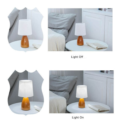 BowLift Scandinavian Retro Table Lamp with Elegant Pleated Shade and Glass Base