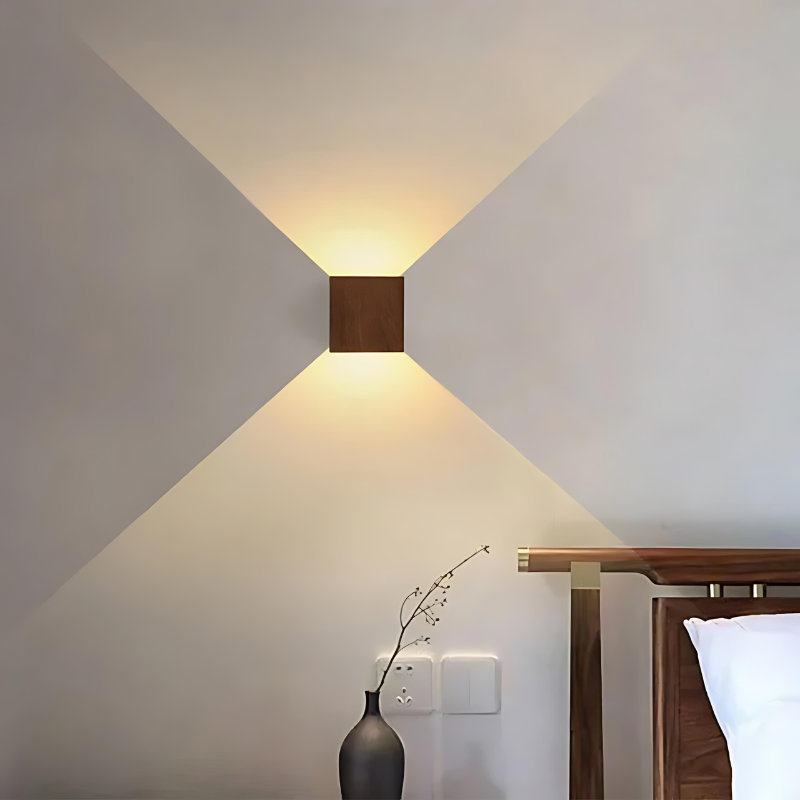 BowLift NordiLume – Sleek Scandinavian Square Wooden Wall Lamp for Modern Homes