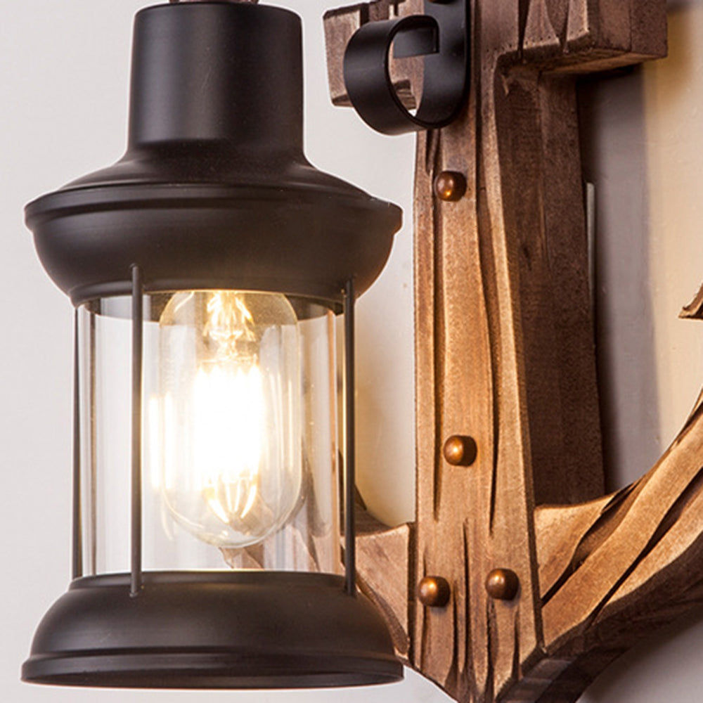 BowLift Vintage Anchor LED Wall Light | Industrial Metal & Wood Fixture for Dining & Living Rooms