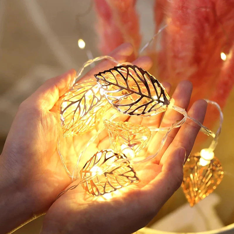 BowLift Golden Leaf Fairy Lights – Elegant, Warm Glow for Any Space