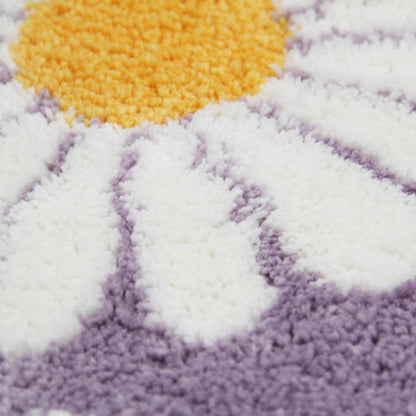 BowLift | Feblilac Sweet Daisy Bath Mat, Purple Flower Carpet Bathroom