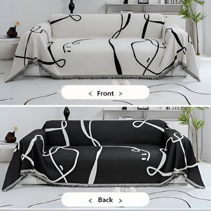BowLift | Abstract Line Reversible Chenille Sofa Cover