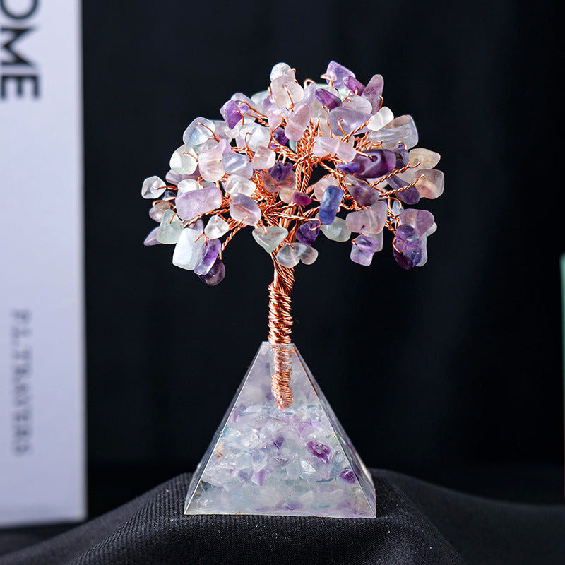 LZINA™ | Natural Stone Gravel Pyramid Base Feng Shui Tree