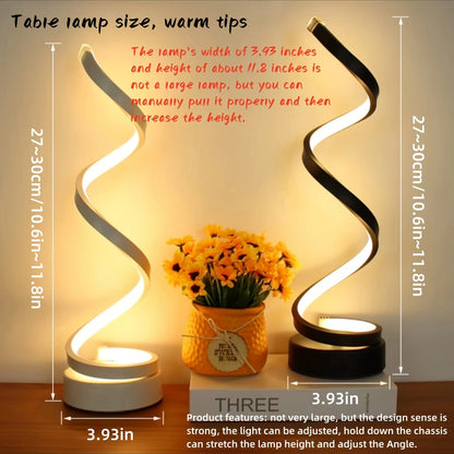 BowLift Modern Spiral Table Lamp – Creative LED Desk Light with Cozy Warm Glow, Perfect for Bedroom, Living Room, and Study Decor