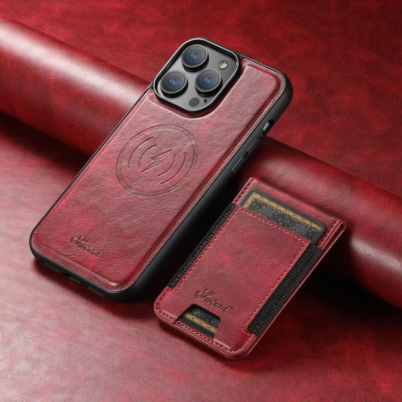 BowLift | LuxCase Leather Phone Case with Card Slot and Stand – Suitable for iPhone