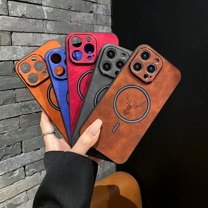 LZINA™ | Deer Leather iPhone Case MagSafe Wireless Charging