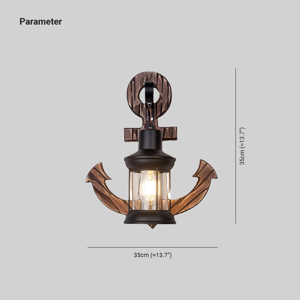BowLift Vintage Anchor LED Wall Light | Industrial Metal & Wood Fixture for Dining & Living Rooms