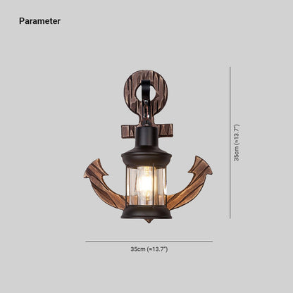 BowLift Vintage Anchor LED Wall Light | Industrial Metal & Wood Fixture for Dining & Living Rooms