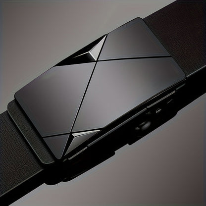 BowLift | Men’s Genuine Leather Belt with Automatic Buckle – Classic Adjustable Cowhide Waist Belt