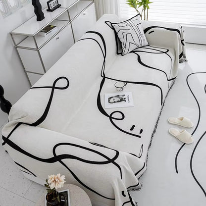 BowLift | Abstract Line Reversible Chenille Sofa Cover