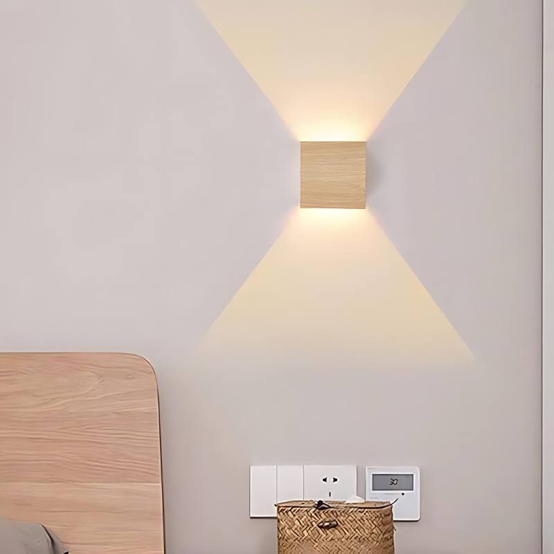 BowLift NordiLume – Sleek Scandinavian Square Wooden Wall Lamp for Modern Homes