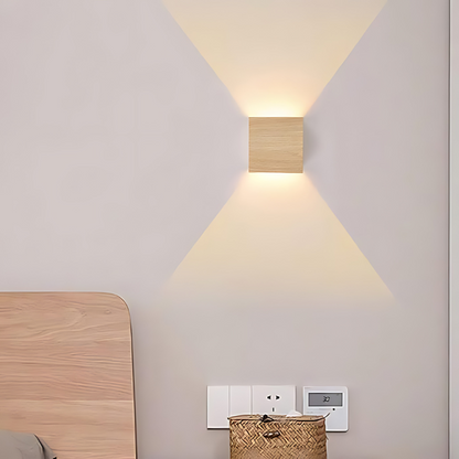 BowLift NordiLume – Sleek Scandinavian Square Wooden Wall Lamp for Modern Homes