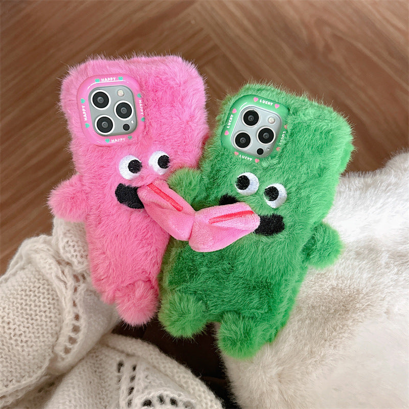BowLift | Funny Tongue Sticking Out Plush Phone Case For iPhone