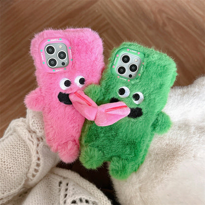 BowLift | Funny Tongue Sticking Out Plush Phone Case For iPhone